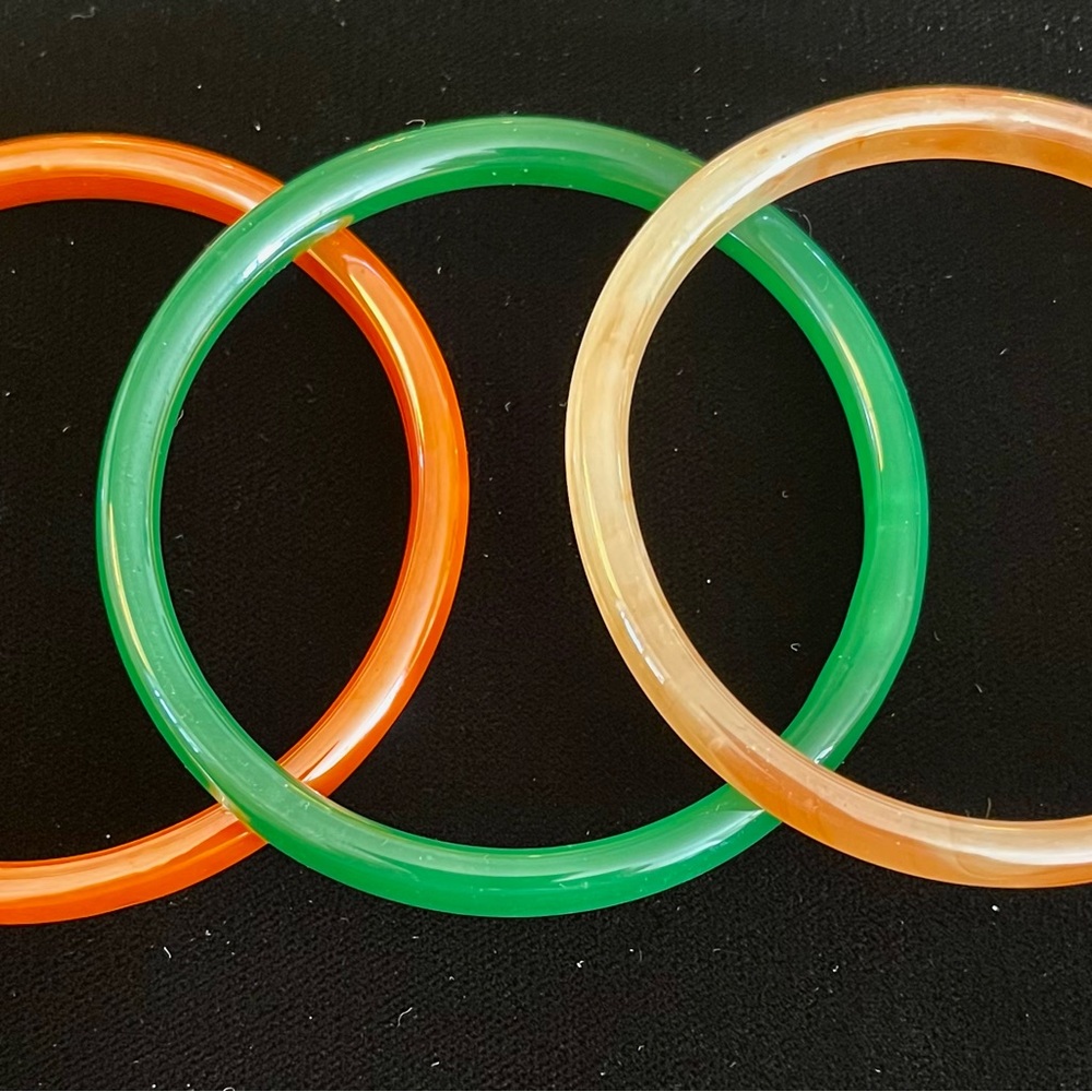 Lovely set of 3 mid century glass bangle bracelets